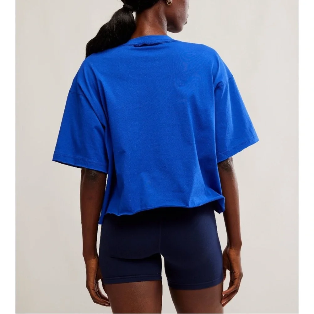 NWT Free People Movement Inspire Crop tee in electro shock combo blue size Large - Picture 4 of 10